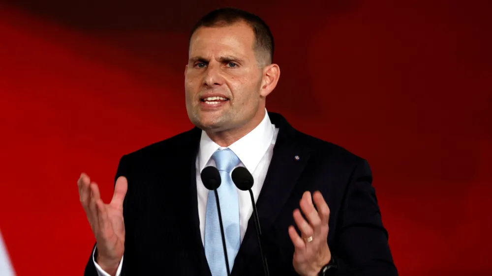 FILE PHOTO: Malta's Prime Minister and Leader of the Labour Party Robert Abela addresses supporters after calling general election on March 26, at a political rally in Floriana, Malta February 20, 2022. REUTERS/Darrin Zammit Lupi/File Photo