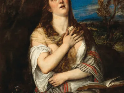 Tiziano Vecellio (Pieve di Cadore, okoli 1485/90&ndash;1576 Benetke), Spokornica Magdalena, 115 x 96,7 cm &copy; Dorotheum<br> <br>