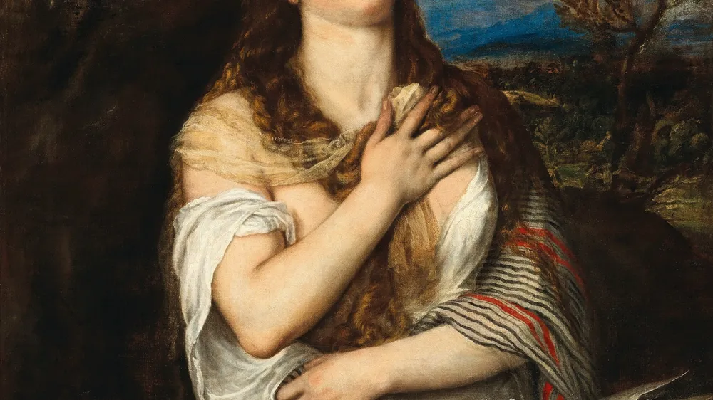 Tiziano Vecellio (Pieve di Cadore, okoli 1485/90&ndash;1576 Benetke), Spokornica Magdalena, 115 x 96,7 cm &copy; Dorotheum<br> <br>