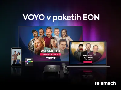 <br><br><br>Telekomunikacijski operater Telemach bo do začetka julija uvedel veliko novost in v svoje pakete EON dodal video na zahtevo VOYO. Zabava za vso družino z najbolj&scaron;o domačo produkcijo bo tako starim in novim uporabnikom v paketih EON na voljo z le nekaj kliki na katerikoli napravi. Prav tako pa so pri Telemachu že aprila v paketih EON povi&scaron;ali tudi internetno hitrost in tako postali ponudnik z najvi&scaron;jo hitrostjo v Sloveniji, s čimer sledijo svoji viziji izbolj&scaron;evanja uporabni&scaron;ke izku&scaron;nje.