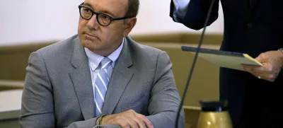 Actor Kevin Spacey attends a pretrial hearing on Monday, June 3, 2019, at district court in Nantucket, Mass. The Oscar-winning actor is accused of groping the teenage son of a former Boston TV anchor in 2016 in the crowded bar at the Club Car in Nantucket. (AP Photo/Steven Senne)