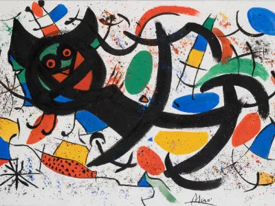 Joan Miro Figura<br>Razstava Narodni muzej Slovenije Popotovanja. Umetni&scaron;ka zbirka družine Boljkovac, original/ponaredek
