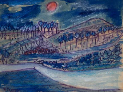 Popotovanja. Umetni&scaron;ka zbirka družine Boljkovac, Narodni muzej, Paul Cezane Reka, papir pastel