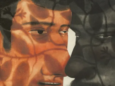 Roberto de Pinto, Skrivni vrt, 2022, 90 X 135 cm, enkavstika, olje in pasteli na platnu