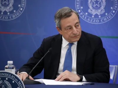 12 July 2022, Italy, Rome: Italian Prime Minister Mario Draghi attends a press conference in Rome. Photo: Massimo Di Vita/Mondadori Portfolio via ZUMA/dpa