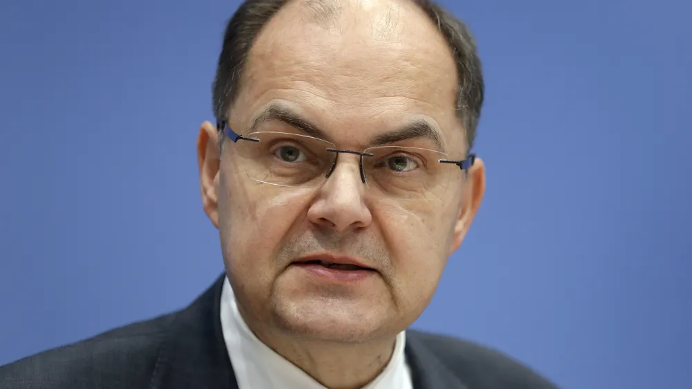 File - In this Tuesday, Jan. 3, 2017 file photo Christian Schmidt, at this time German Minister of Food and Agriculture, addresses the media during a news conference in Berlin, Germany. Christian Schmidt is candidate for the post of High Representative of the International Community in Bosnia and Herzegovina. (AP Photo/Michael Sohn, file)