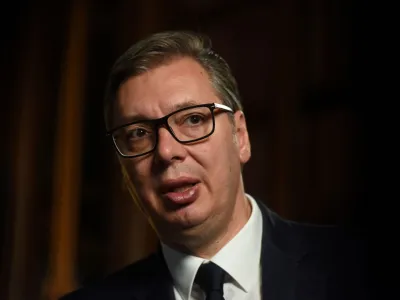 Serbian President Aleksandar Vucic speaks during an interview with Reuters in Belgrade, Serbia, August 29, 2022. REUTERS/Zorana Jevtic