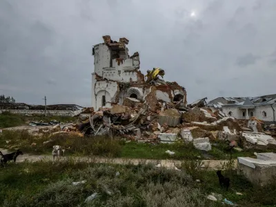 A destroyed church is seen in the village of Dolyna, amid Russia's attack on Ukraine, in Donetsk region, Ukraine October 2, 2022. REUTERS/Vladyslav Musiienko