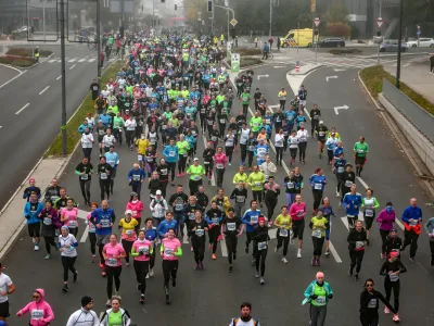 - 24.10.2021- 25. Ljubljanski maraton 2021 - največji teka&scaron;ki dogodek je prvič potekal v znamenju rožnate barve, mesecu ozave&scaron;čanja o raku dojk. - udeleženci so morali izpolnjevati enega od pogojev PCT (preboleli, cepljeni ali testirani) -  //FOTO: Luka Cjuha.