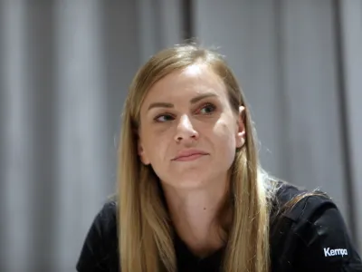 Barbara Lazovič<br><br>- 29.08.2022 &ndash; Rokometni klub Krim Mercator - uvodna novinarska konferenca ženskega kluba Krim Mercator pred začetkom evropske sezone v ligi prvakinj 2022/23<br><br>//FOTO: Tomaž Skale<br>