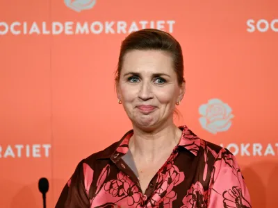 Denmark's Prime Minister and head of the the Social Democratic Party, Mette Frederiksen, looks on at an election party for the general election, in Copenhagen, Denmark November 2, 2022. REUTERS/Fabian Bimmer