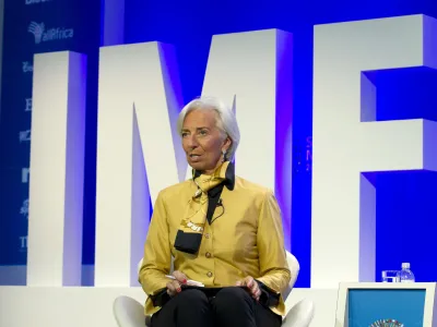 International Monetary Fund (IMF) Managing Director Christine Lagarde speaks at the panel Reforming the Euro Area: Views from inside and outside of Europe, during the World Bank/IMF Spring Meetings, in Washington, Thursday, April 19, 2018. (AP Photo/Jose Luis Magana)
