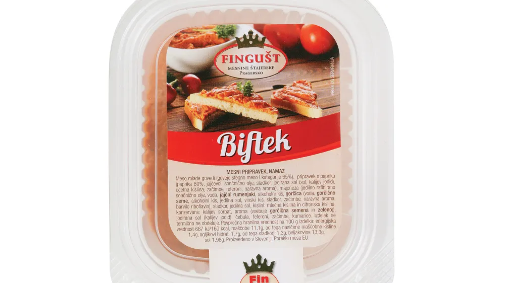 Ljubljana.<br>Podjetje Lidl je zaradi suma na prisotnost salmonele odpoklicalo Tatarski biftek Fingust.<br>Foto: Lidl