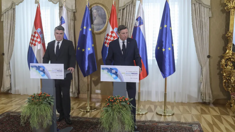 hrva&scaron;ki predsednik Zoran Milanović, slovenski predsednik Borut Pahor- 12.09.2022 - Brdo pri Kranju &ndash; Vrh pobude Brdo-Brioni &ndash; srečanje predsednikov držav zahodnega Balkana, //FOTO: Jaka Gasar