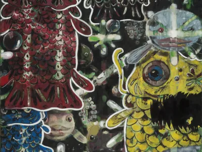 Marko Jak&scaron;e Mitja Ficko: Ribičija / Fishing, 2014&minus;2022, olje na platno / oil on canvas, 280 x 190 cm