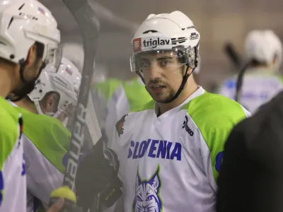 Nik Sim&scaron;ič<br> - 15.04.2017 - Hokejska zveza Slovenije (HZS) - hokejska reprezentanca na drugi pripravljalni tekmi pred svetovnim prvenstvom v Parizu v Ljubljani gostila Kazahstan in po kazenskih strelih izgubila z 1:2, hokej      //FOTO: Bojan Velikonja