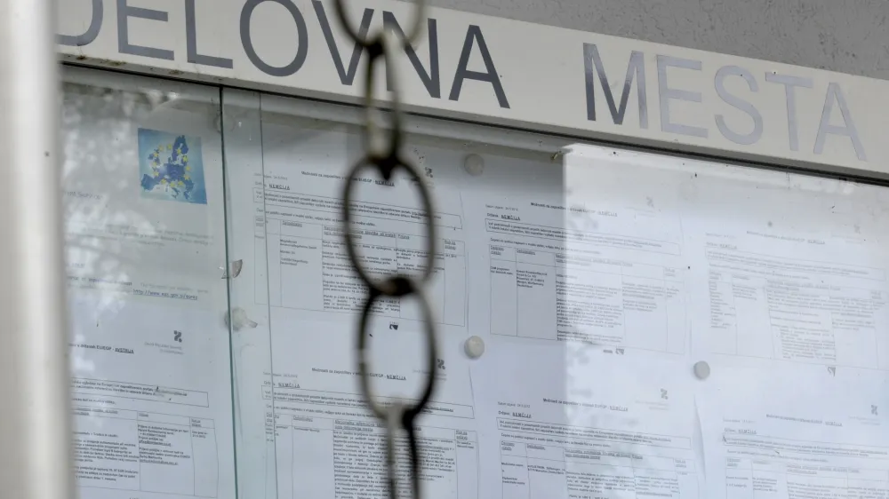 - ilustrativna fotografijabrezposelnost,kriza, pomanjkanje delovnih mest, evropska unija, EU, Evropa- Zavod RS za zaposlovanje, oglasna tabla - prosta delovna mesta, Parmova ulica 32 //FOTO: Tomaž Zajel&scaron;nik