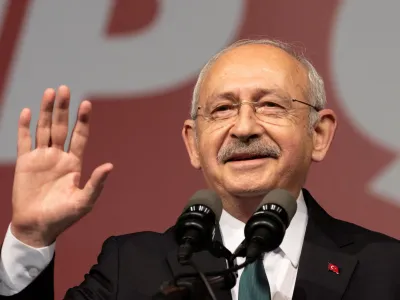 FILE PHOTO: Turkey's main opposition Republican People's Party (CHP) leader Kemal Kilicdaroglu addresses his supporters during a rally to oppose the conviction and political ban of Istanbul Mayor Ekrem Imamoglu, a popular rival to Recep Tayyip Erdogan, the President of Turkey, in Istanbul, Turkey, December 15, 2022. REUTERS/Umit Bektas/File Photo