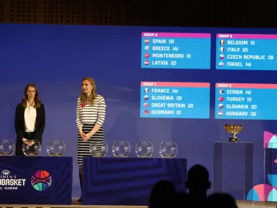 08.03.2023 &ndash;&nbsp;Kongresni center JGZ Brdo &ndash;&nbsp;žreb skupin za 39. žensko evropsko prvenstvo v ko&scaron;arki, ki bo med 15. in 25. junijem 2023 v Ljubljani in Tel Avivu&nbsp;-&nbsp;ženska ko&scaron;arka -&nbsp;//FOTO: Luka Cjuha