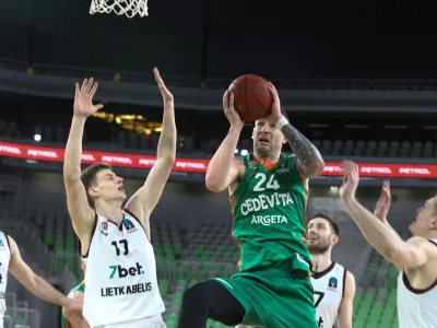 08.03.2023 &ndash; ko&scaron;arka - Cedevita Olimpija: Lietkabelis,&nbsp;evropski pokal, 15. krog:&nbsp;//FOTO: Luka Cjuha
