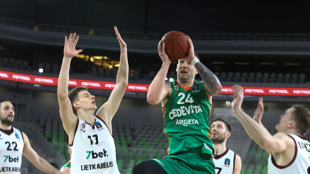 08.03.2023 &ndash; ko&scaron;arka - Cedevita Olimpija: Lietkabelis,&nbsp;evropski pokal, 15. krog:&nbsp;//FOTO: Luka Cjuha