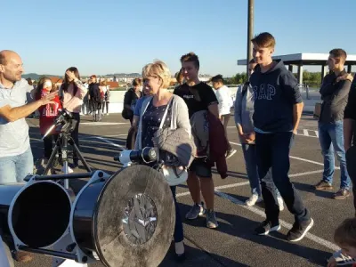  Igor Žiberna na javnem opazovanju Sonca v Mariboru. Foto: Astronomsko dru&scaron;tvo Orion