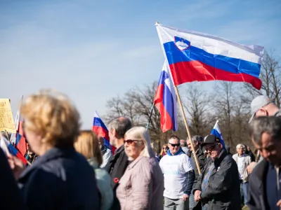 Ljubljana, gradbisce kanala C0.<br>Protest proti gradnji kanalizacijskega kanala C0.