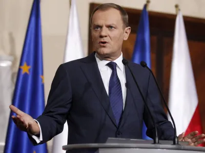 Poland's Prime Minister Donald Tusk speaks to the media during a news conference at the Prime Ministers Chancellery in Warsaw, January 13, 2011, following yesterday's IAC official report presented by Russian authorities. Russia's report into the plane crash that killed Poland's president is "incomplete" and Warsaw wants further talks with Moscow on the matter, Tusk said on Thursday. REUTERS/Peter Andrews (POLAND- Tags: DISASTER POLITICS)