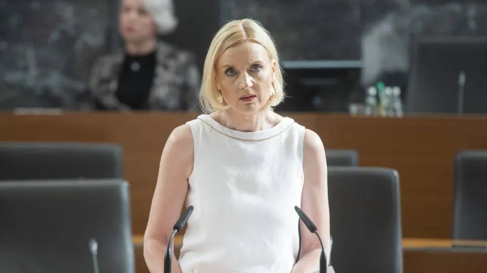 Ljubljana, drzavni zbor.<br>Nadaljevanje izredne seje DZ, na kateri so med drugim obravnavali predlog zakona o dopolnitvi zakona o zdravstvenem varstvu in zdravstvenem zavarovanju, novelo zakona o starsevskem varstvu in druzinskih prejemkih, novelo zakona o urejanju trga dela in predlog zakona o dopolnitvi zakona o dohodnini.<br>Poslanka Gibanja Svoboda Mojca Setinc Pasek.