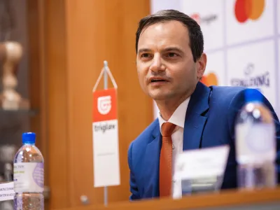Matevž Zupančič during NLB ABA League 2 press conference prior to the Final 8 tournament in &Scaron;portna dvorana Domžale, Domžale, Slovenia on April 11, 2023. Foto: Filip Barbalić