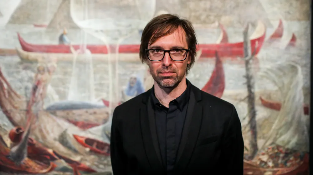 direktor Moderne galerije in komisar razstave Ale&scaron; Vaupotič,- Slovenski paviljon - razstava Brez gospodarja avtorja slikarja Marka Jak&scaron;eta- 21.04.2022 &ndash; ITALIJA - 59. Mednarodna razstava likovnih umetnosti Bene&scaron;ki bienale 2022 &ndash; odprtje slovenskega paviljona z razstavo Brez gospodarja slikarja Marka Jak&scaron;eta, - Bene&scaron;ki Arsenal - //FOTO: Bojan Velikonja