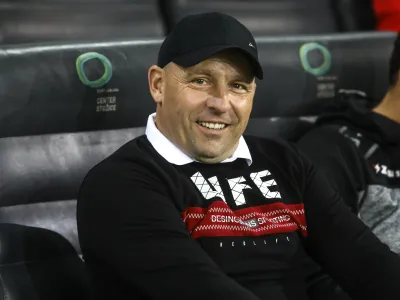 trener Aluminija Oskar Drobne - 29.08.2021 &acirc;&euro;" nogomet - Olimpija: Aluminij, Prva liga Telemacha, 7. krog: //FOTO: Luka Cjuha