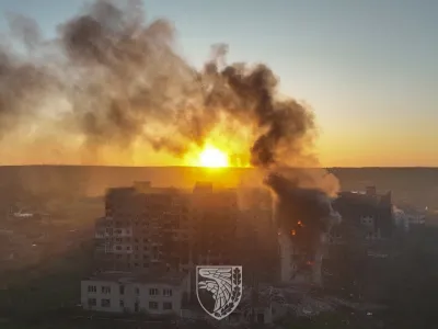 An aerial view shows destructions in the frontline town of Bakhmut, amid Russia's attack on Ukraine, in Donetsk region, Ukraine, in this handout picture released on May 21, 2023. Press Service of the 93rd Kholodnyi Yar Separate Machanized Brigade of the Ukrainian Armed Forces/Handout via REUTERS ATTENTION EDITORS - THIS IMAGE HAS BEEN SUPPLIED BY A THIRD PARTY. DO NOT OBSCURE LOGO.