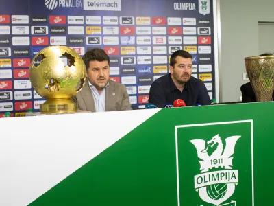 direktor NK Olimpija Igor Bari&scaron;ić&scaron;portni direktor NK Olimpija Goran Boromisa - 22.05.2023 &ndash; Nogometni klub NK Olimpija - novinarska konferenca ob koncu sezone in o načrtih za prihodnjo sezono //FOTO: Bojan Velikonja
