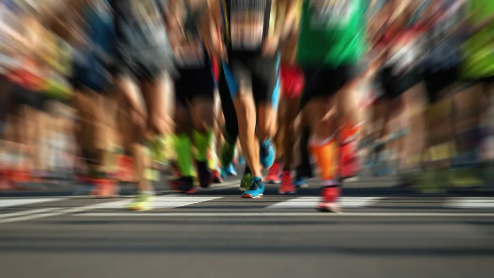 Marathon runners in the race,abstract