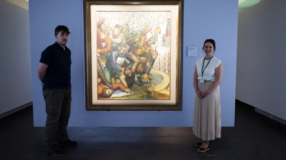 Tina Fortič Jakopič- 13.06.2023 &ndash; Voden ogled razstave Kruha in iger: Slikarstvo Toneta Kralja (1941-1945) za predstavnike medijev; Muzej novej&scaron;e in sodobne zgodovine Slovenije.//FOTO: Nik Erik Neubauer