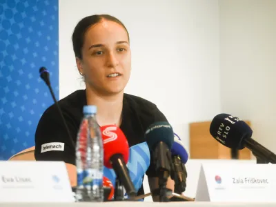 Zala Fri&scaron;kovec- 12.06.2023 &ndash; Novinarska konferenca ženske reprezentance Slovenije pred bližnjim evropskim prvenstvom v Ljubljani. //FOTO: Nik Erik Neubauer