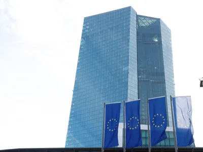 European flags flutter outside the European Central Bank (ECB) headquarters in Frankfurt, Germany March 16, 2023. REUTERS/Heiko Becker