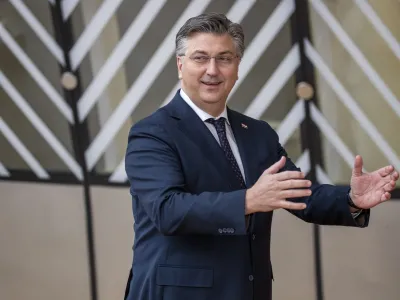 Croatia Prime Minister Andrej Plenkovic pictured at the arrivals ahead of a European council summit, in Brussels, Thursday 23 March 2023. BELGA PHOTO NICOLAS MAETERLINCK. No Use Belgium.