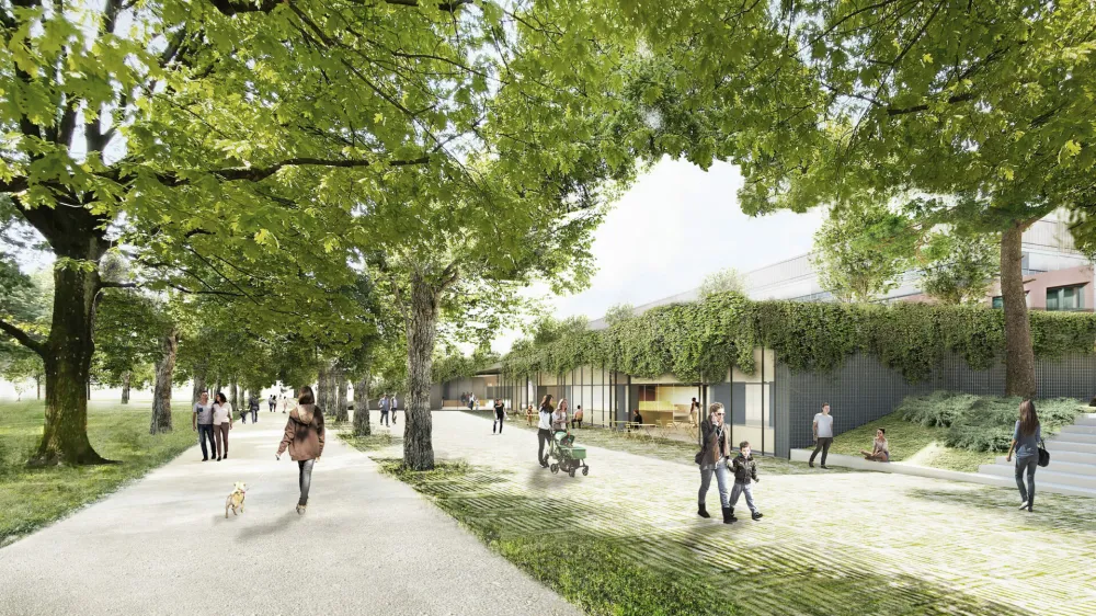 Avtorji zmagovalne re&scaron;itve na natečaju za malo ledeno dvorano Tivoli so slednjo zasnovali tako, da je skoraj popolnoma vkopana. Foto:&nbsp;ZAPS