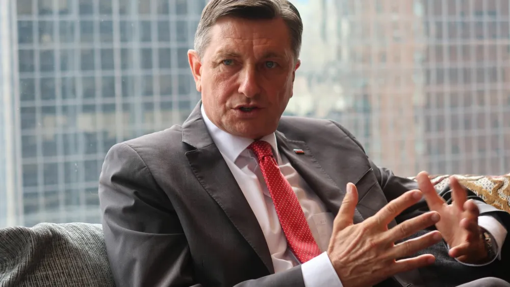 ZDA, New York.<br>Pogovor s predsednikom republike Borutom Pahorjem ob robu zasedanja Generalne skuscine ZN.