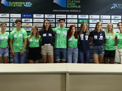 - 14.08.2023 - Atletska zveza Slovenije (AZS) - mo&scaron;ka in ženska atletska reprezentanca pred odhodom na bližnje člansko svetovno prvenstvo v Budimpe&scaron;ti - atleti //FOTO: Bojan Velikonja