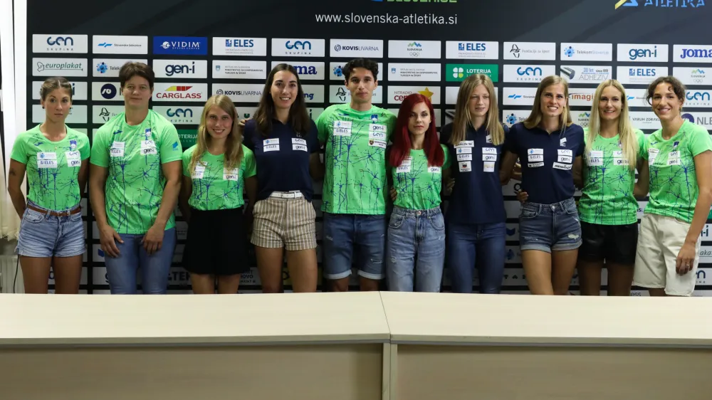 - 14.08.2023 - Atletska zveza Slovenije (AZS) - mo&scaron;ka in ženska atletska reprezentanca pred odhodom na bližnje člansko svetovno prvenstvo v Budimpe&scaron;ti - atleti //FOTO: Bojan Velikonja
