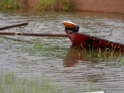 A view of a road flooded after heavy rains in Detroit, Michigan, U.S., August 24, 2023. REUTERS/Dieu-Nalio Chery