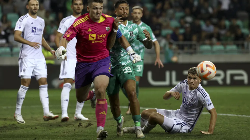 Ažbe Jug, Rui Pedro<br><br>- 16.09.2023 &ndash; nogomet - Olimpija: Maribor, Prva liga Telemacha, 8. krog:<br><br><br><br>//FOTO: Luka Cjuha