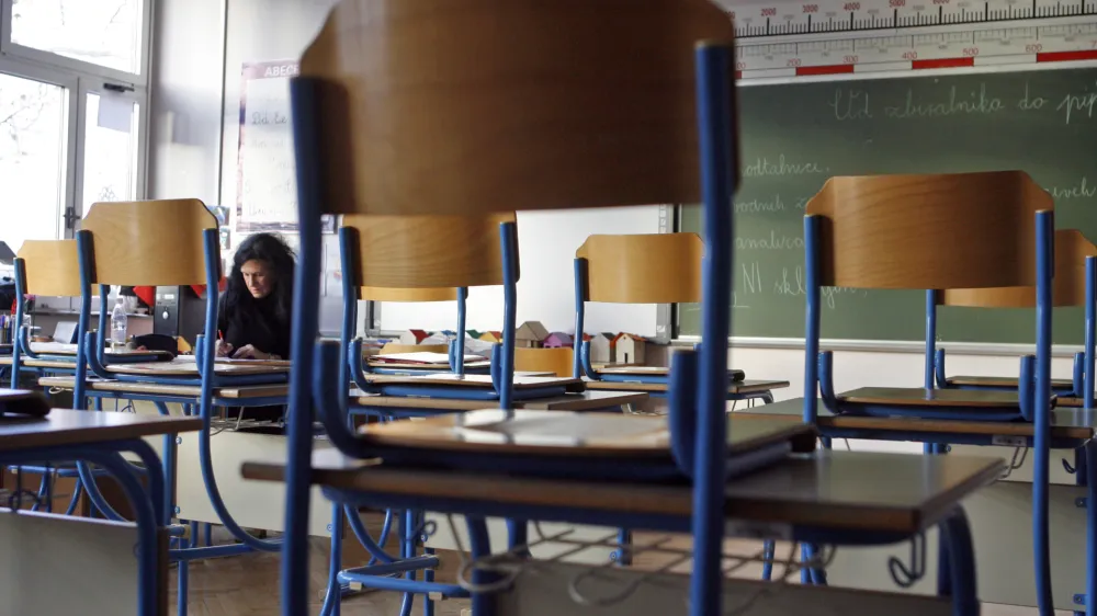 - osnovno&scaron;olska učiteljica - razred - učilnica Osnovna &scaron;ola O&Scaron; Ivana Roba - &Scaron;empeter pri Gorici- Splo&scaron;na stavka v javnem sektroju 2013 - protest zaradi predvidenega znižanja mase sredstev za plače v javnem sektorju, kar bi imelo za posledico tudi odpu&scaron;čanje zaposlenih.- javni sektor - //FOTO: Bojan Velikonja