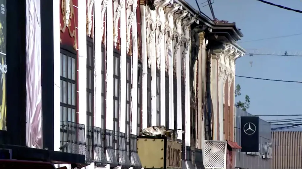 View of damage to the building's exterior after a deadly nightclub fire in Murcia, Spain October 1, 2023 in this still image from handout video. Forta/Handout via REUTERS THIS IMAGE HAS BEEN SUPPLIED BY A THIRD PARTY. MANDATORY CREDIT. SPAIN OUT. NO COMMERCIAL OR EDITORIAL SALES IN SPAIN