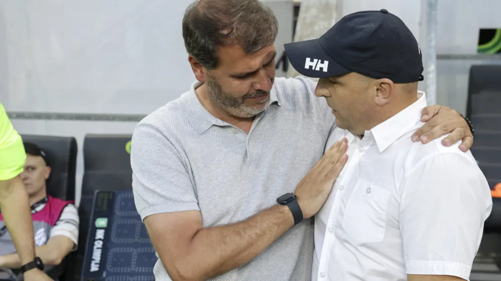 trener NK Olimpija Joao Henriques, trener Nk Roga&scaron;ka Oskar Drobne- 29.07.2023 &ndash; nogomet &ndash; Olimpija: Roga&scaron;ka, Prva liga Telemacha, 2. krog: //FOTO: Jaka Gasar