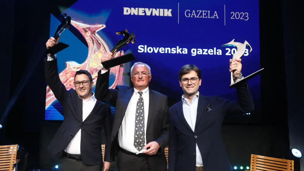 Zmagovalci leto&scaron;nje Gazele so: Damir Popović (IMP pumps, v sredini),&nbsp;Ale&scaron; Knavs&nbsp;(Riko Ekos, na levi) in Matjaž&nbsp;Jam&scaron;ek (Metalia, na desni).&nbsp;