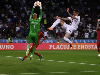 Benjamin &Scaron;e&scaron;ko - 26.06.2023 &ndash; nogomet - Slovenija: Danska, kvalifikacije za EP 2023, 4. krog: skupina H<br><br> <br><br>//FOTO: Nik Erik Neubauer